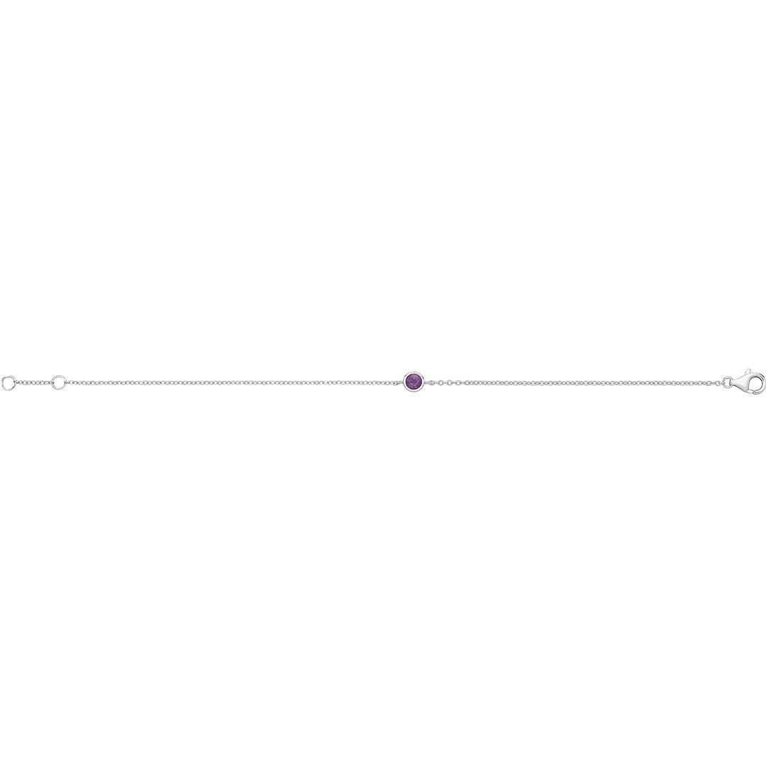 925 Sterling Silver Unisex Amethyst Solitaire Bracelet — 1.2g
