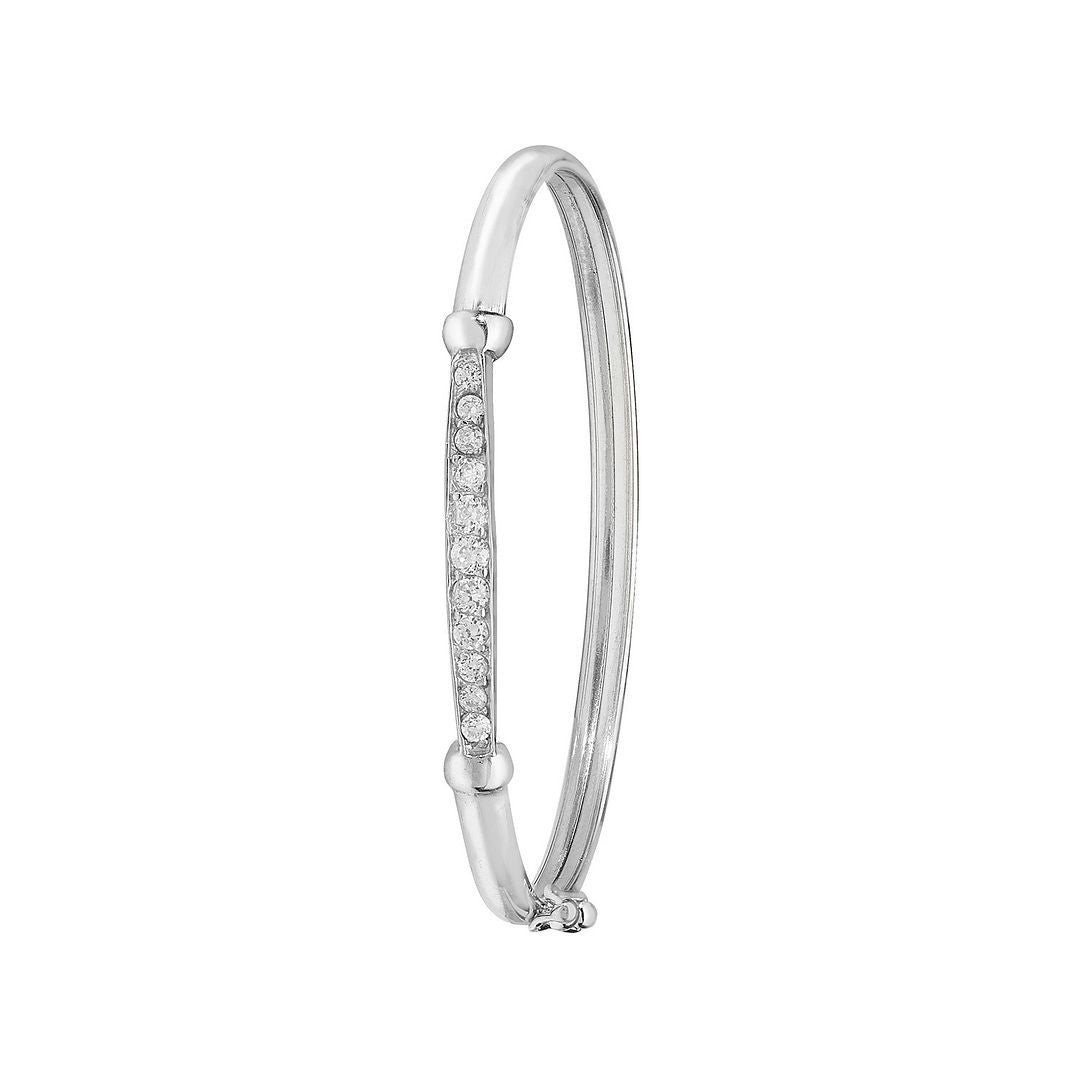 925 Sterling Silver Babies' Oval Hinged Bangle — 4.0g