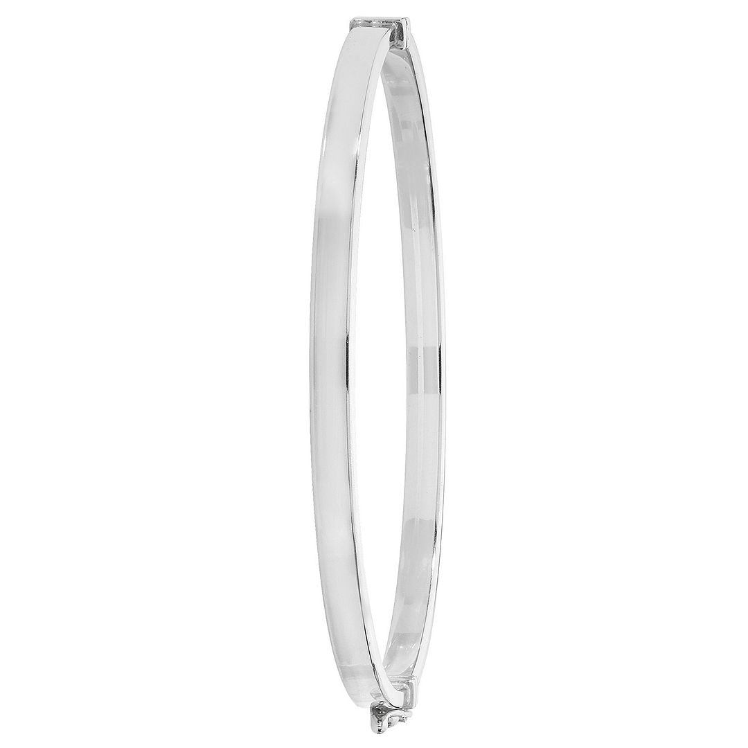 925 Sterling Silver Ladies' Oval Plain Hinged Bangle — 7.0g