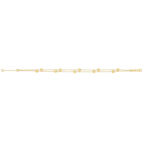 9 Carat (375) Yellow Gold Ladies' 7.2 inches 2 Strand Beaded Bracelet — 1.4g