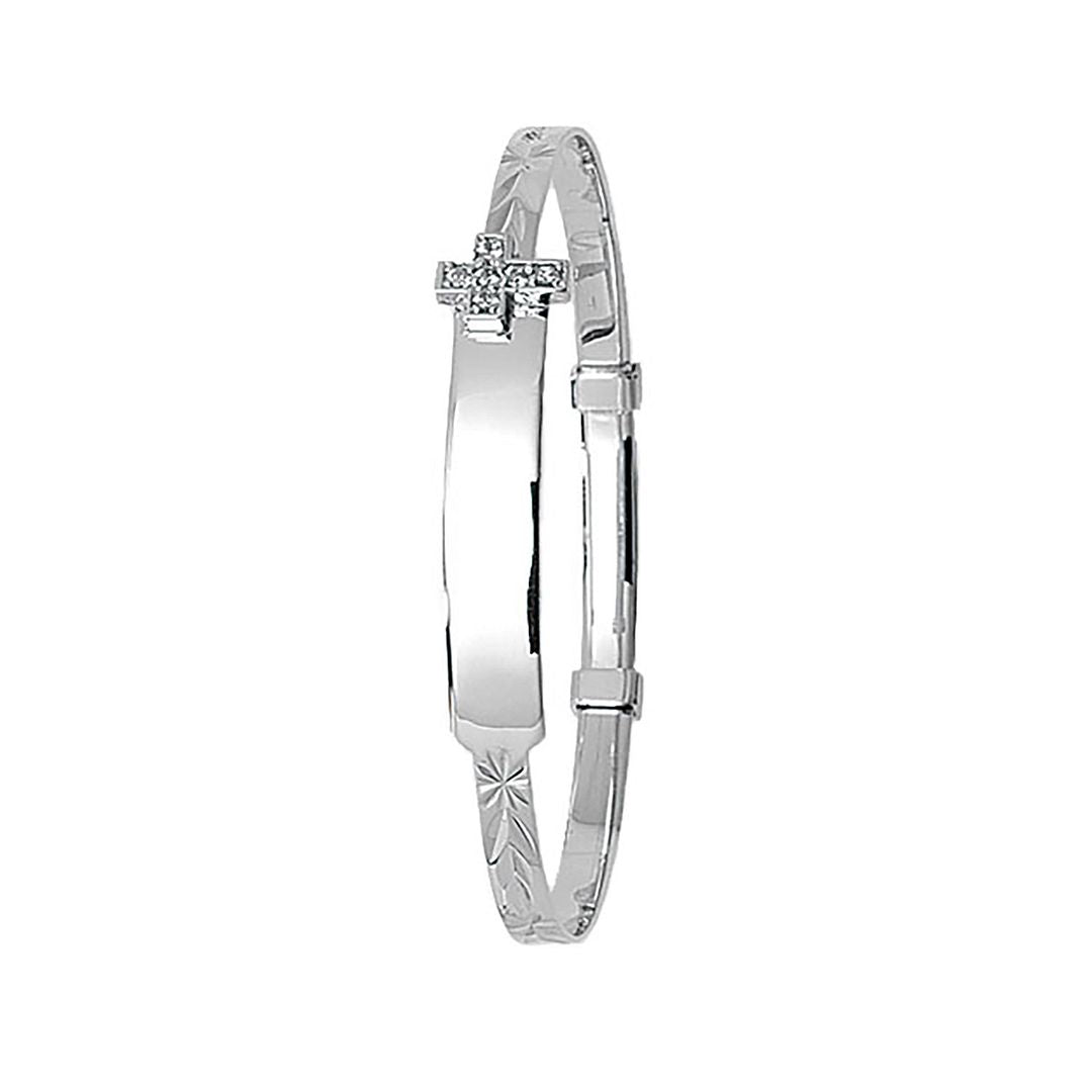 9 Carat (375) Yellow Gold Babies' White Diamond Cut Expandable 3mm ID Bangle — 3.2g