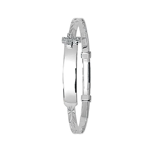 9 Carat (375) Yellow Gold Babies' White Diamond Cut Expandable 3mm ID Bangle — 3.2g
