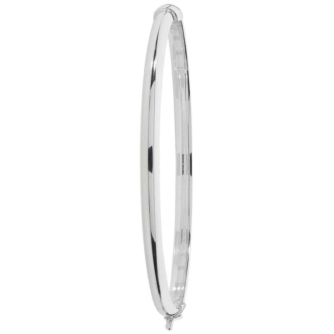 925 Sterling Silver Ladies' Oval Plain Hinged Bangle — 6.6g