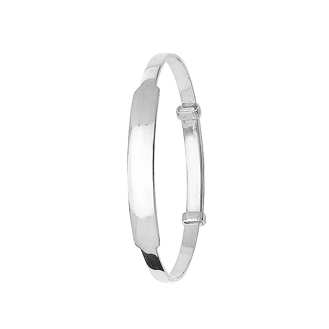 925 Sterling Silver Babies' Round Plain ID Expandable Bangle — 4.3g