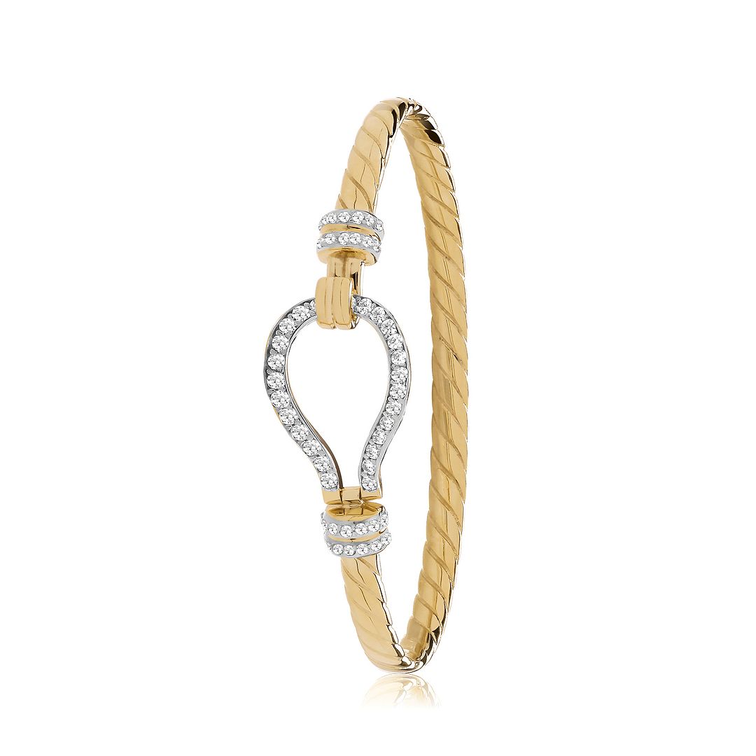9 Carat (375) Yellow Gold Unisex Hook Bangle — 12.9g
