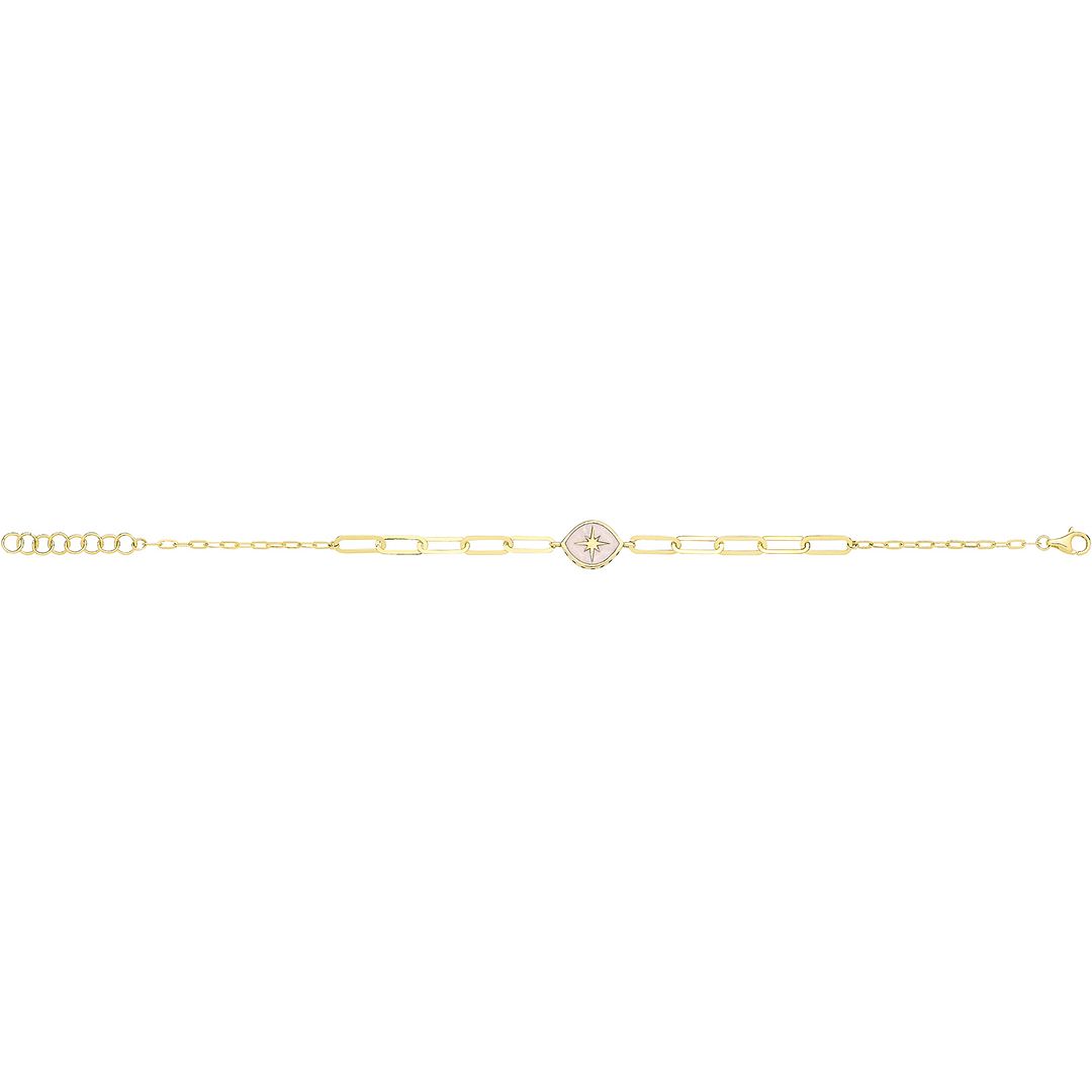 9 Carat (375) Yellow Gold Unisex White Enamel North Star Bracelet — 2.2g