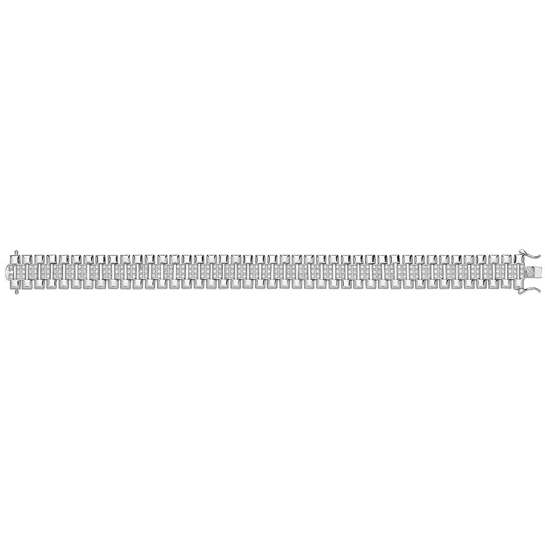 925 Sterling Silver Ladies' Set Watch Strap Bracelet — 22.1g