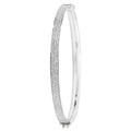 925 Sterling Silver Ladies' Oval Moondust Hinged Bangle — 6.0g