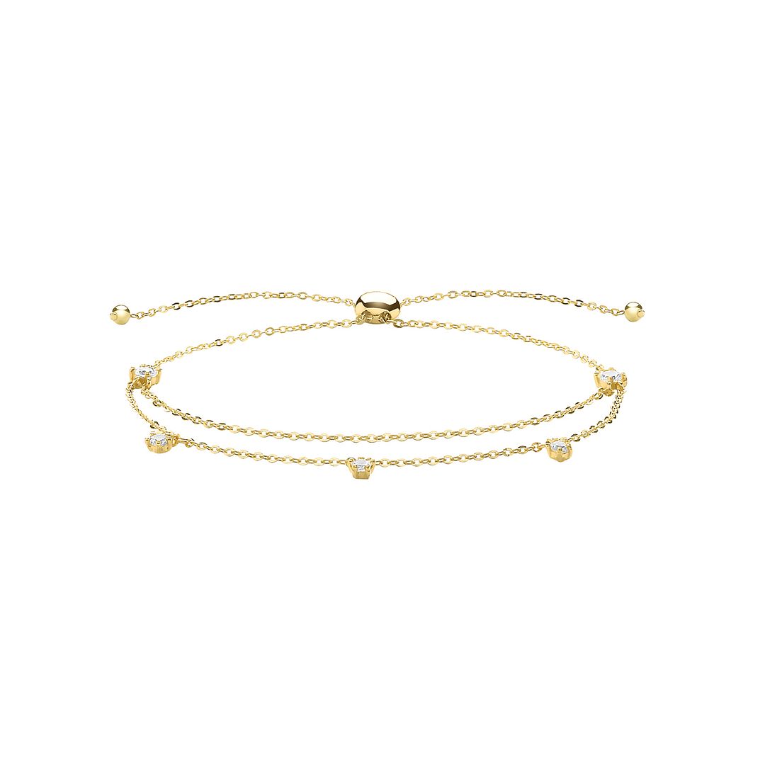 9 Carat (375) Yellow Gold Unisex Double Chain Pull Style Bracelet — 1.2g