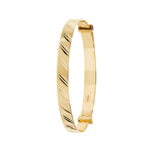9 Carat (375) Yellow Gold Babies' Diamond Cut Expandable 4mm Bangle — 2.6g