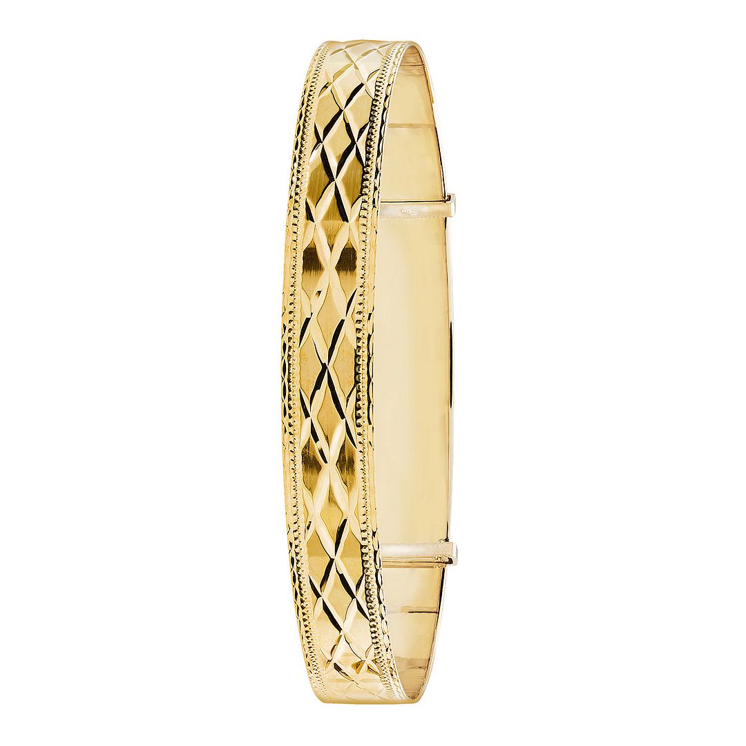 9 Carat (375) Yellow Gold Ladies' Diamond Cut Expandable 8.5mm Bangle — 11.5g
