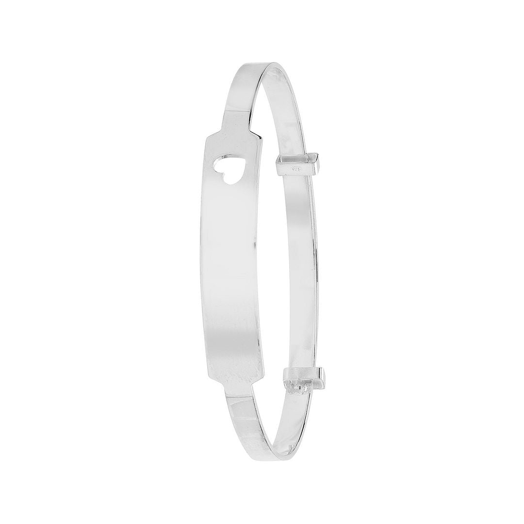 925 Sterling Silver Babies' Round Cut Out Heart ID Expand Bangle — 3.5g