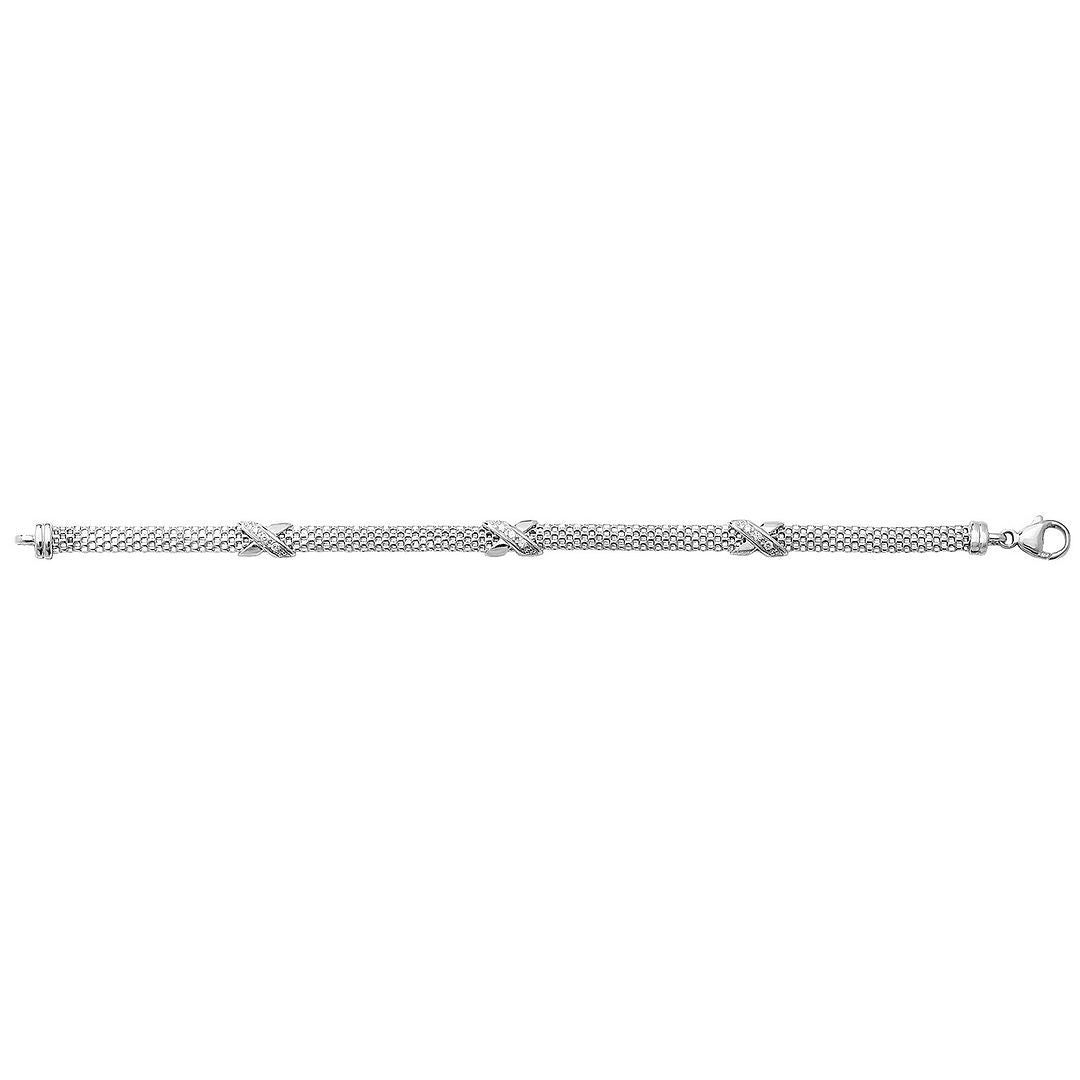 925 Sterling Silver Ladies' Mesh Set Bracelet — 6.4g