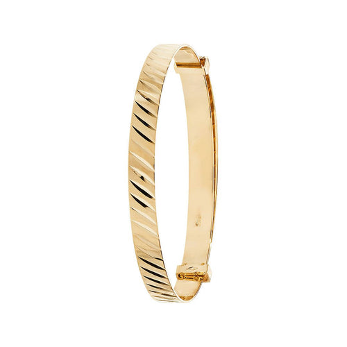 9 Carat (375) Yellow Gold Babies' Diamond Cut Expandable 4mm Bangle — 2.6g