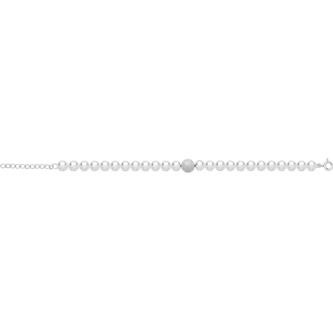 925 Sterling Silver Unisex Shell Pearl Bracelet — 1.2g