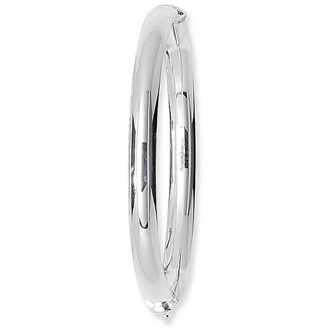 925 Sterling Silver Ladies' Oval Plain D Shape Hinged Bangle — 7.2g