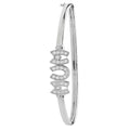925 Sterling Silver Ladies' Round Mum Hinged Bangle — 7.2g
