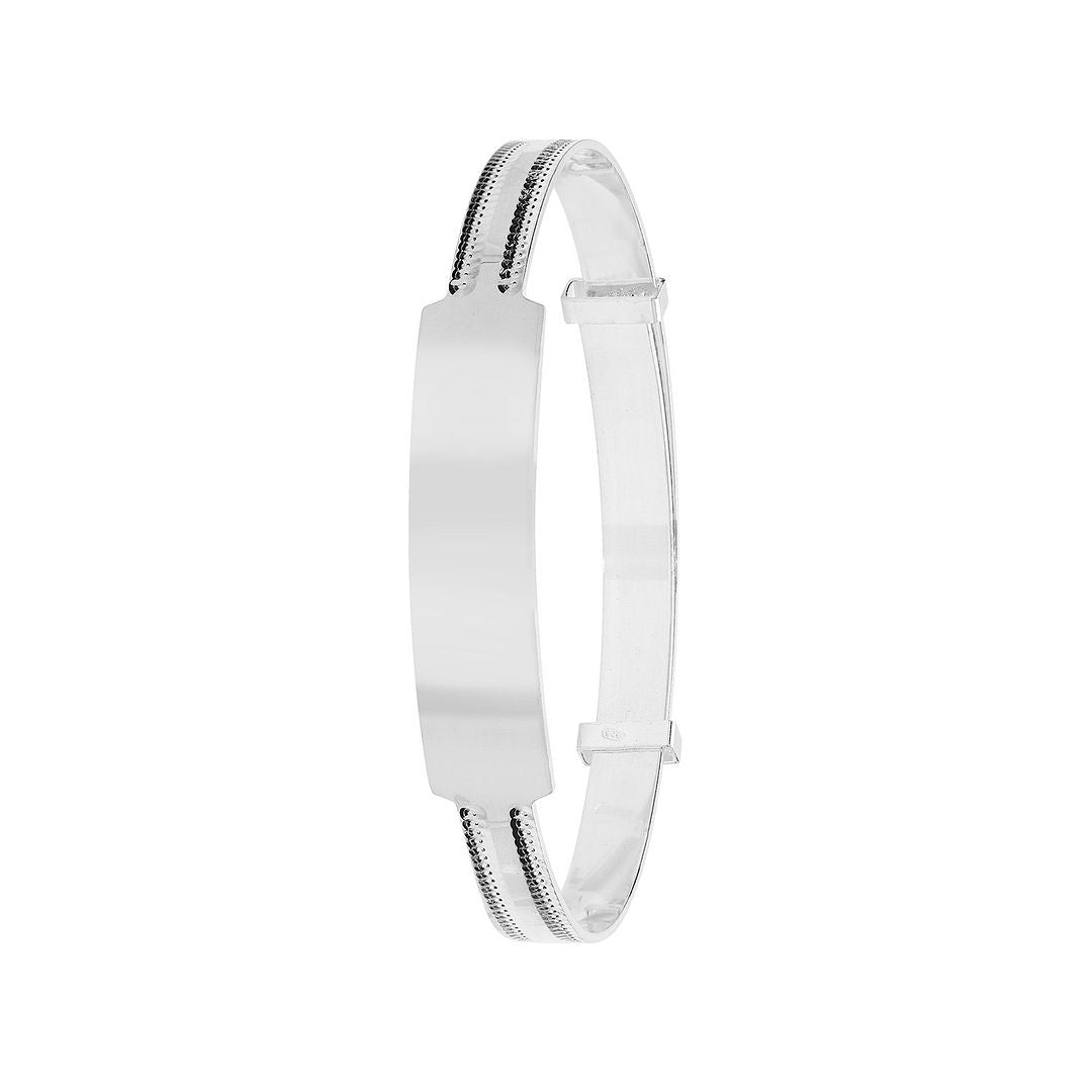 925 Sterling Silver Babies' Round Mill Grain Edges ID Expandable Bangle — 4.5g