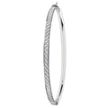 925 Sterling Silver Ladies' Oval Moondust Hinged Bangle — 4.6g