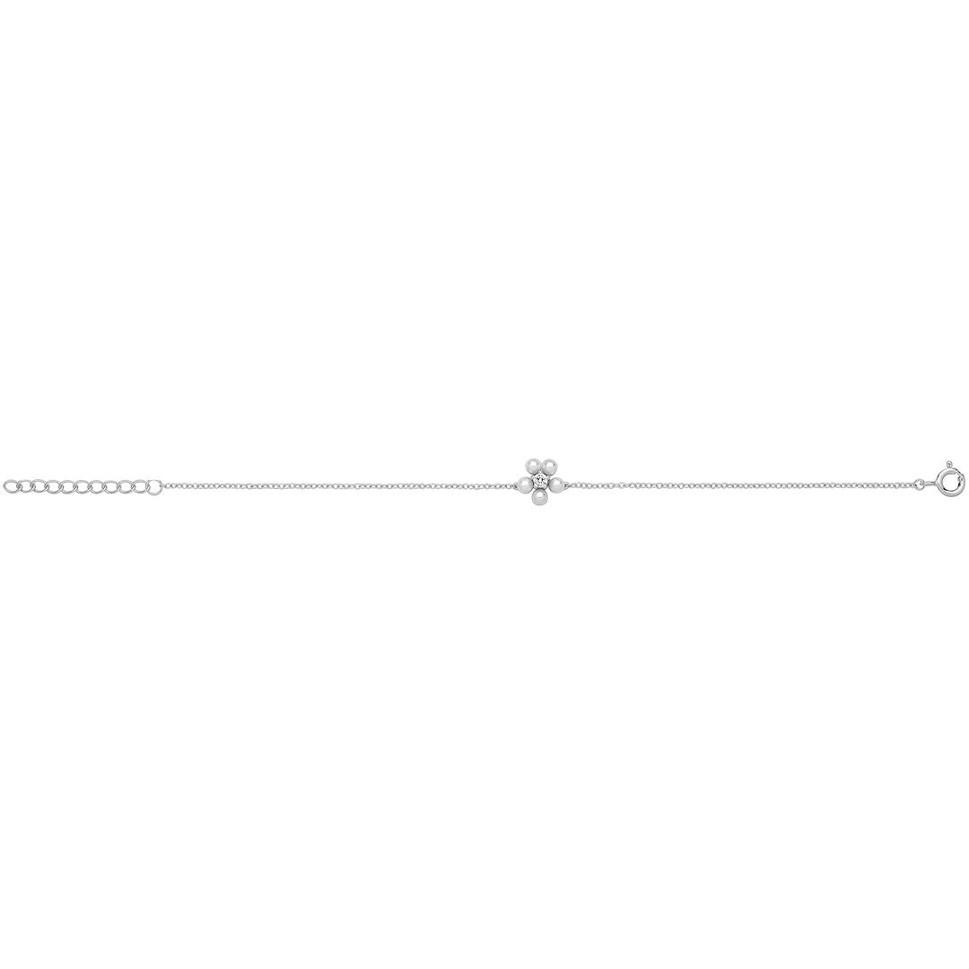 925 Sterling Silver Unisex Shell Pearl Flower Bracelet — 1.2g