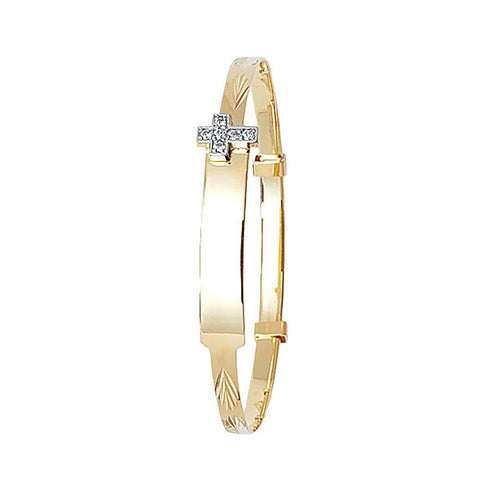 9 Carat (375) Yellow Gold Babies' Diamond Cut Expandable 3mm ID Bangle — 3.0g
