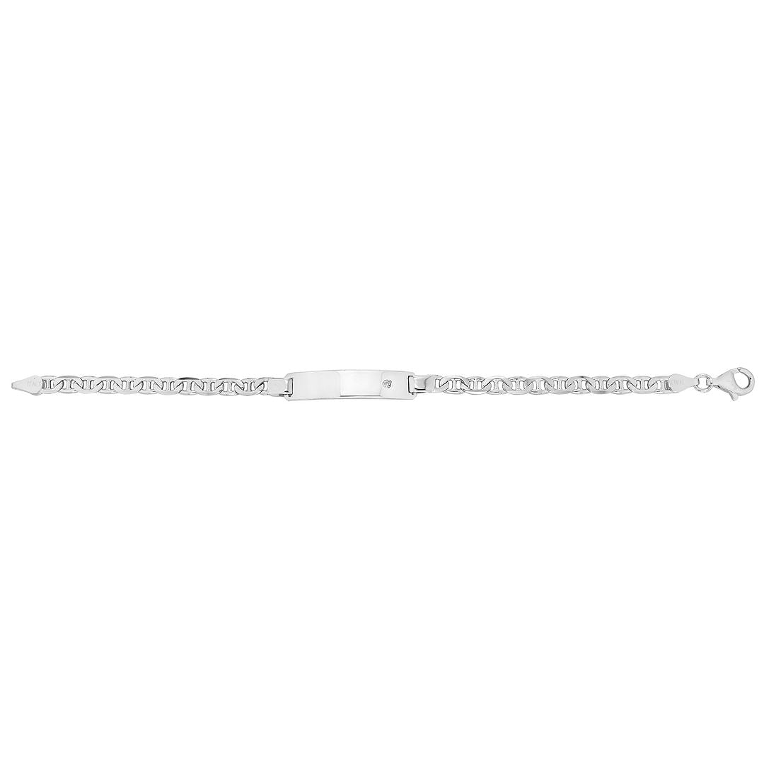 925 Sterling Silver Ladies' Anchor Set ID Bracelet — 9.5g