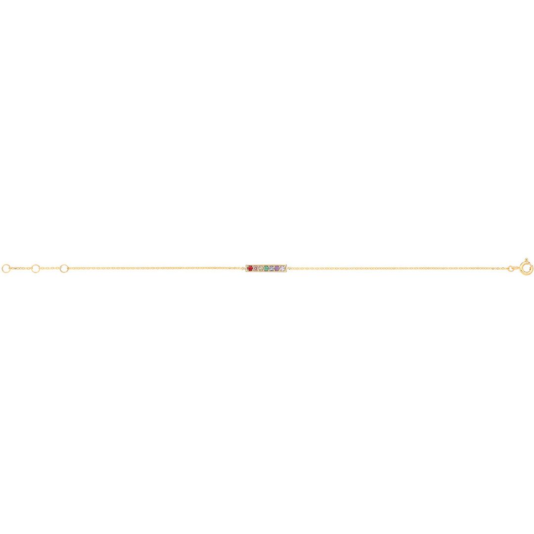 9 Carat (375) Yellow Gold Unisex Rainbow Bar Chain Bracelet — 0.8g