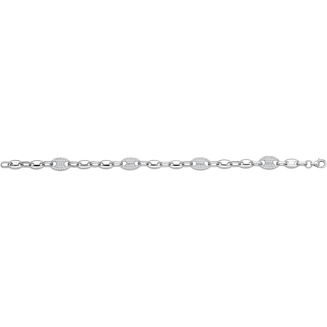925 Sterling Silver Unisex Double Hole Links Bracelet — 11.1g