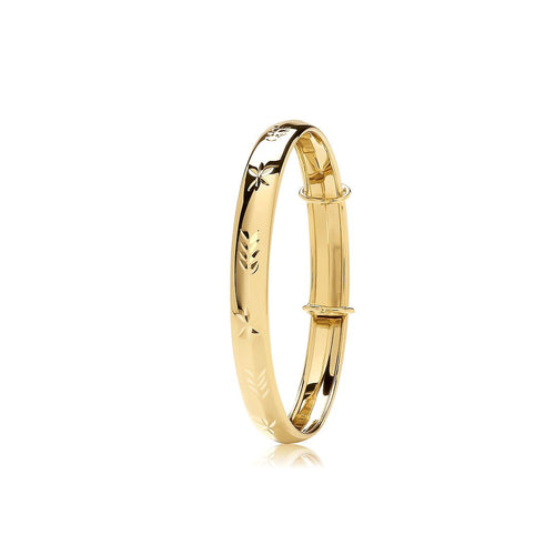 9 Carat (375) Yellow Gold Babies' Diamond Cut Baby Expanding Bangle — 3.1g