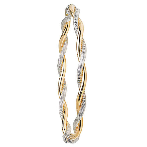 9 Carat (375) Yellow Gold Ladies' and White Hinged Bangle — 5.1g