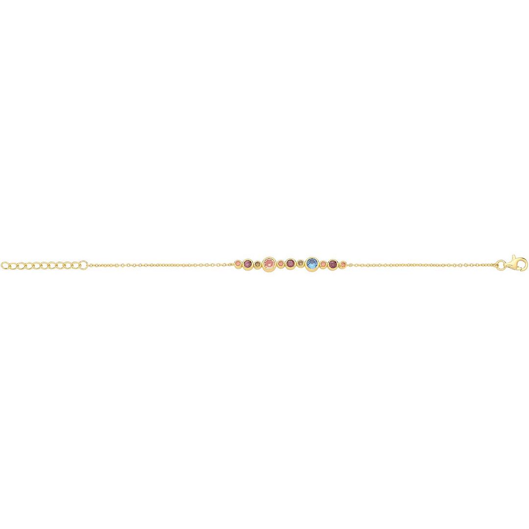 925 Sterling Silver Unisex MultiColoured Stone Plated Bracelet — 2.5g