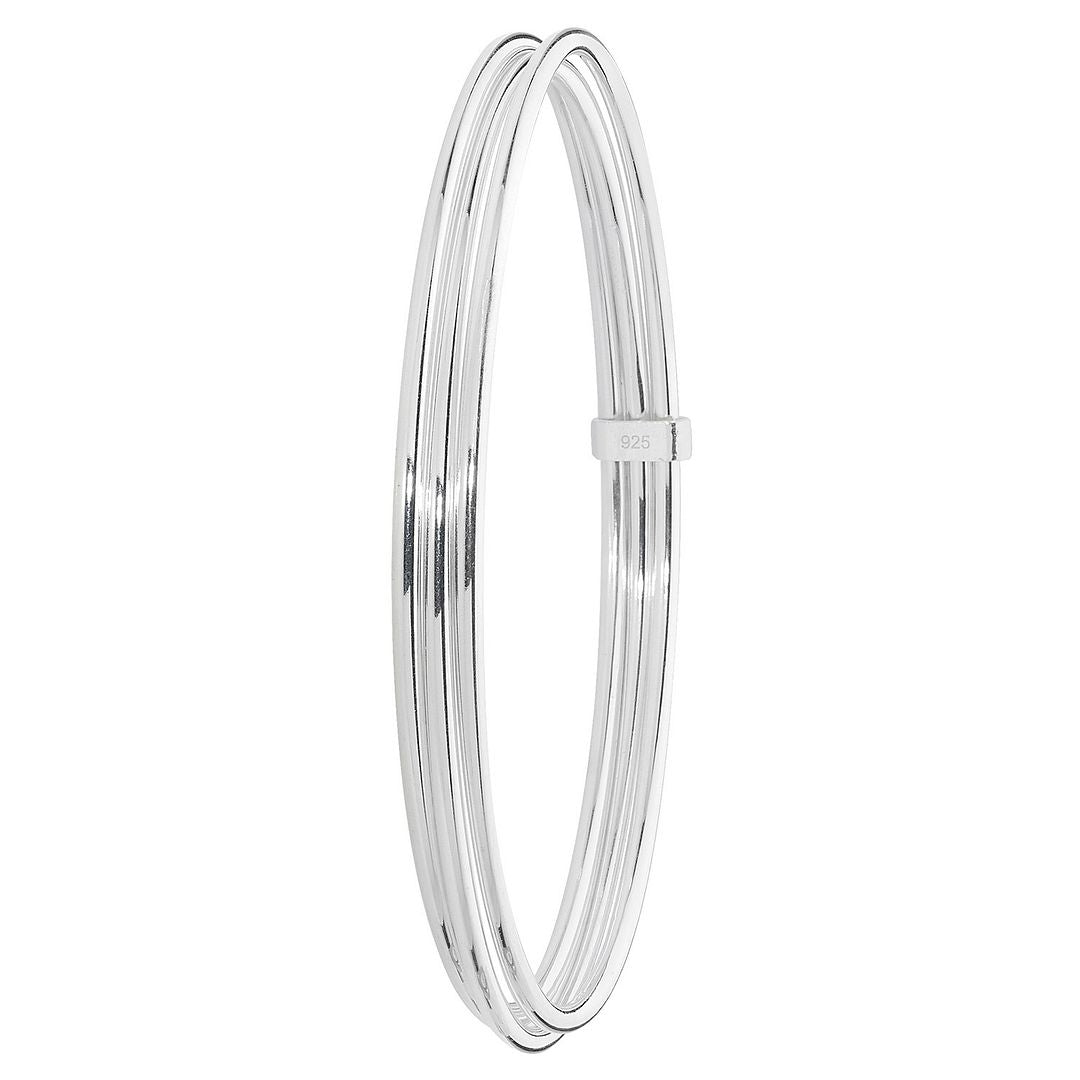 925 Sterling Silver Ladies' Round Multi Layer Cuff Bangle — 10.9g