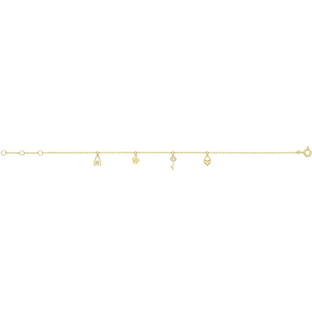 9 Carat (375) Yellow Gold Unisex Charms Chain Bracelet — 0.8g