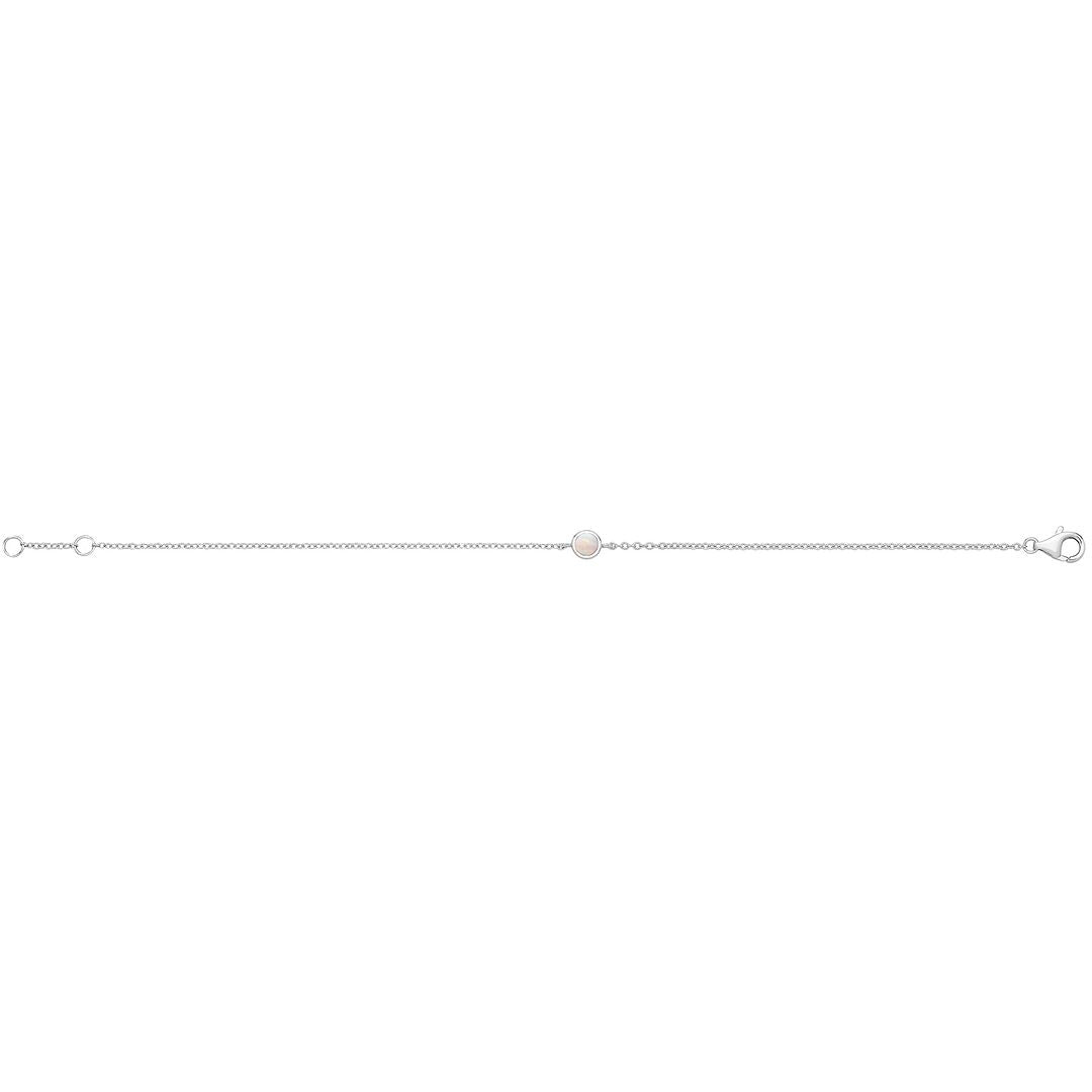 925 Sterling Silver Unisex Opal Solitaire Bracelet — 1.2g