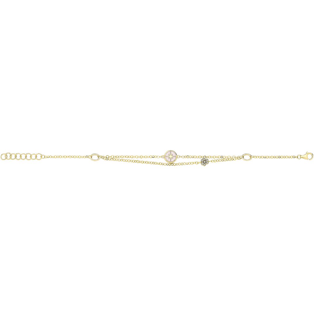9 Carat (375) Yellow Gold Unisex White Enamel North Star Bracelet — 2.9g