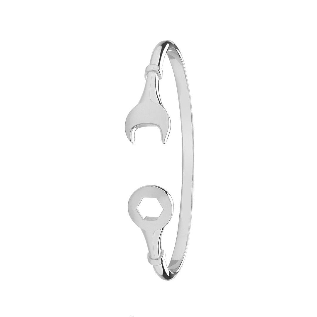 925 Sterling Silver Unisex Maidens Oval Spanner Bangle — 10.2g