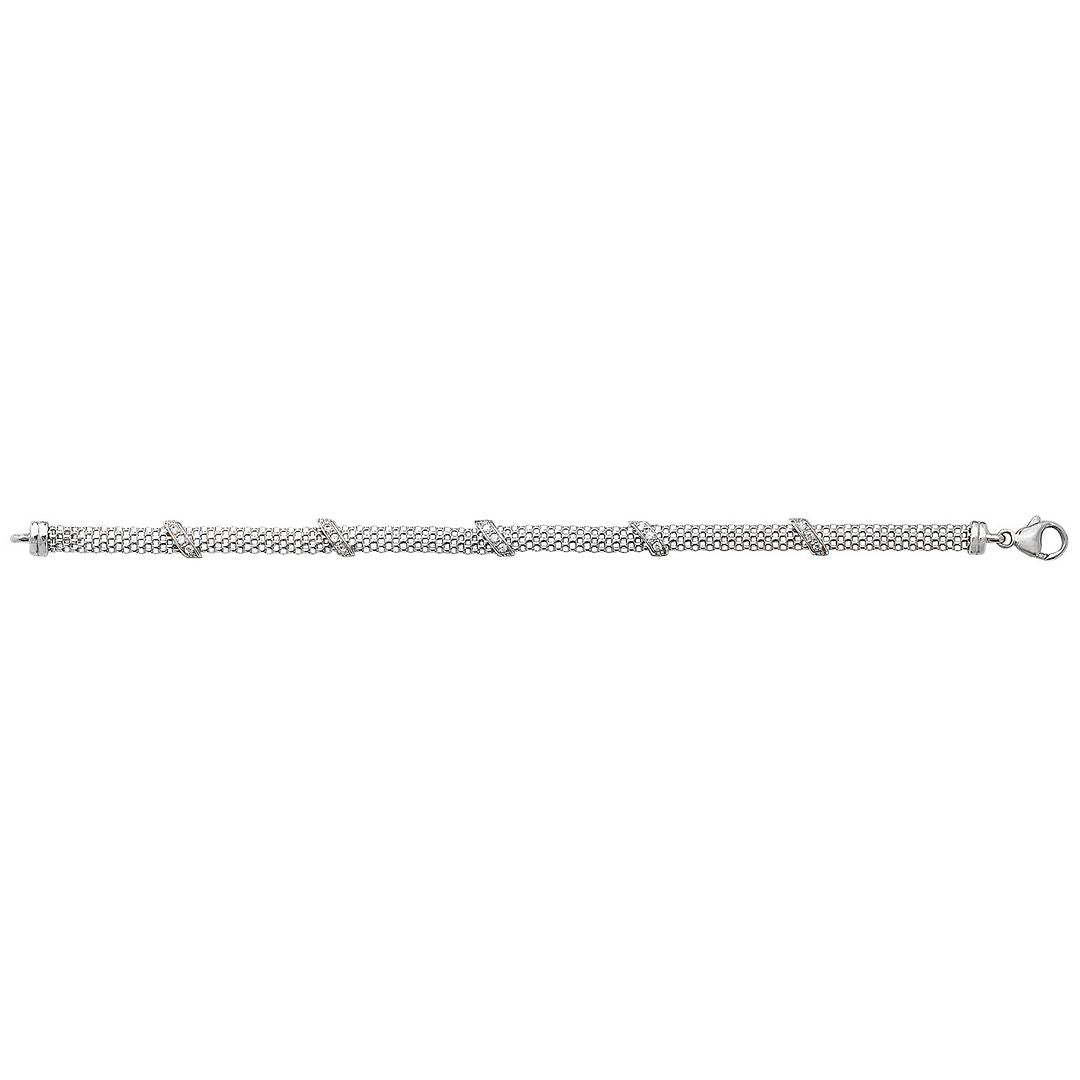 925 Sterling Silver Ladies' Mesh Set Bracelet — 6.2g