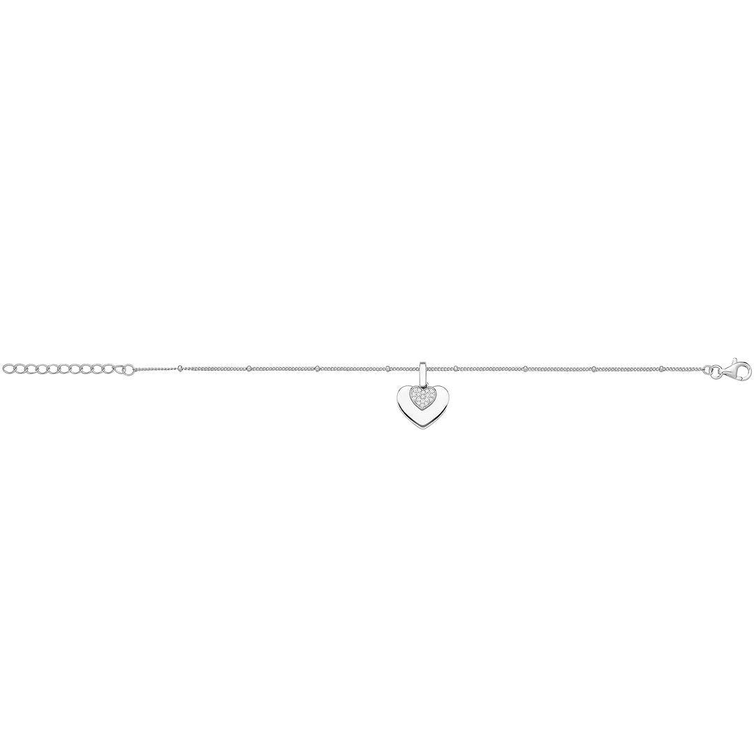 925 Sterling Silver Unisex Double Heart Bracelet — 3.0g