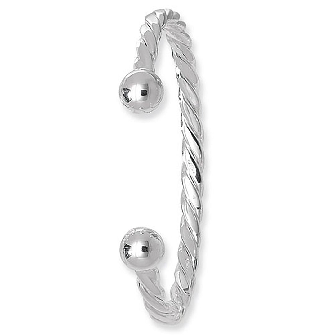 925 Sterling Silver Men's Twisted Torc Bangle — 21.0g