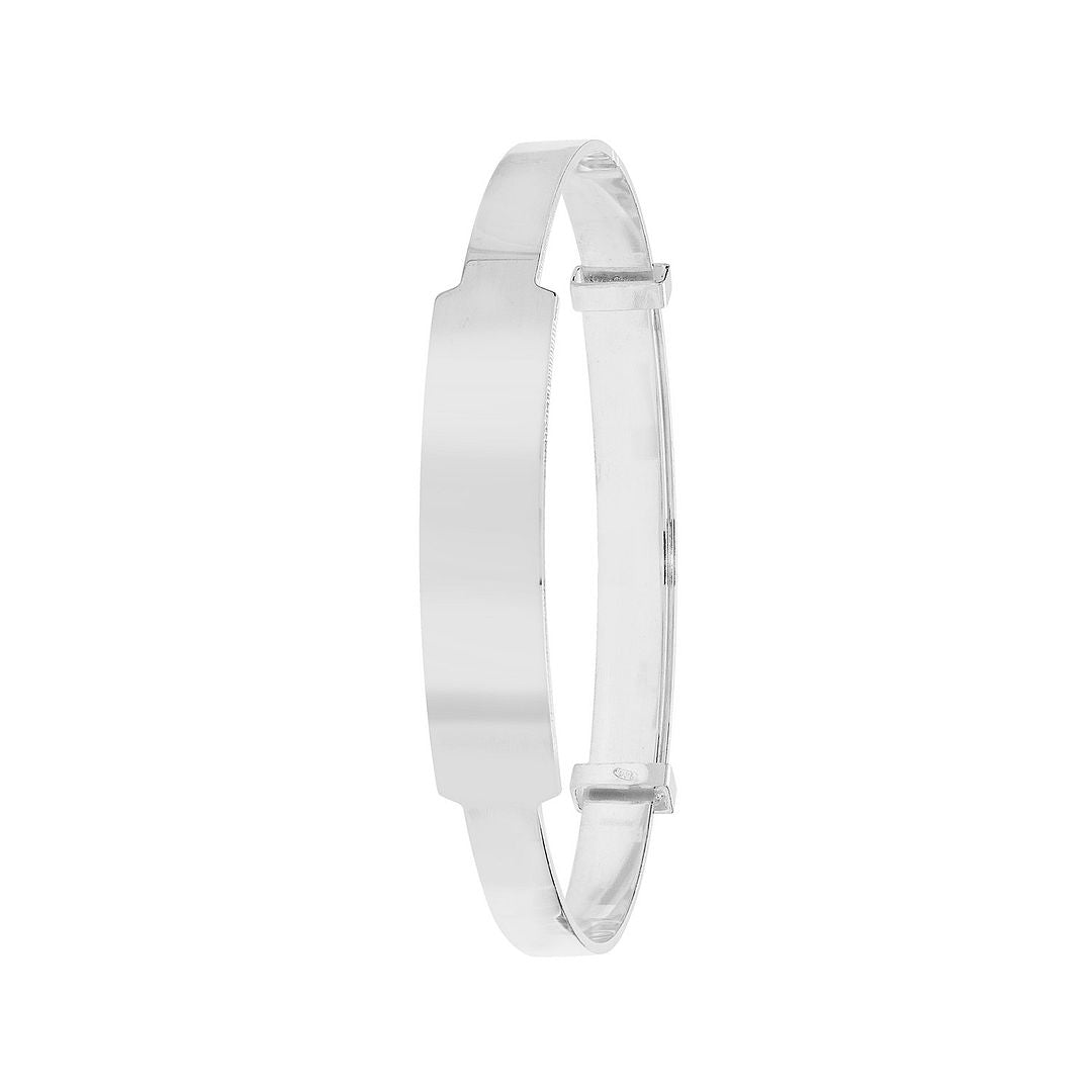 925 Sterling Silver Babies' Round Plain ID Expandable Bangle — 4.5g