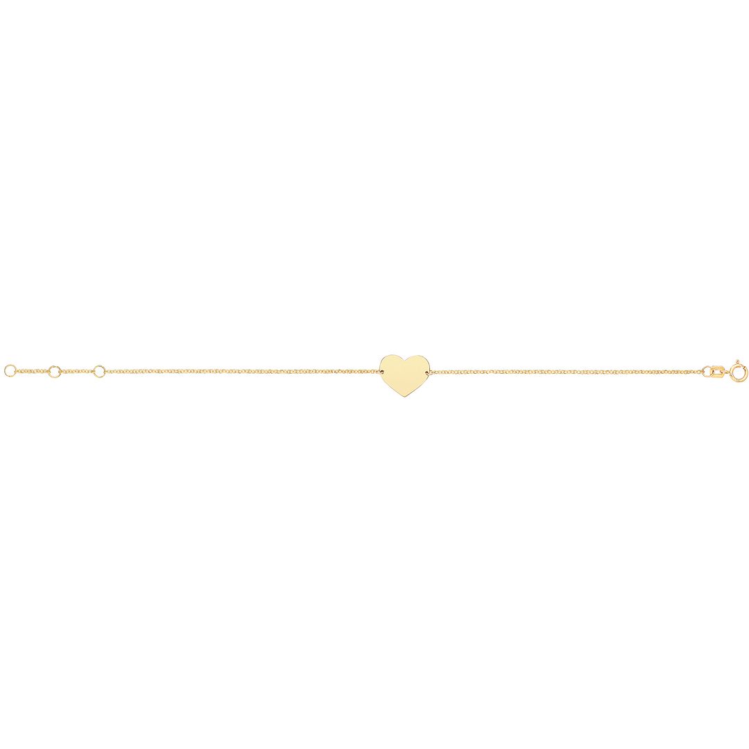 9 Carat (375) Yellow Gold Unisex 7 inches Heart ID Bracelet — 1.1g