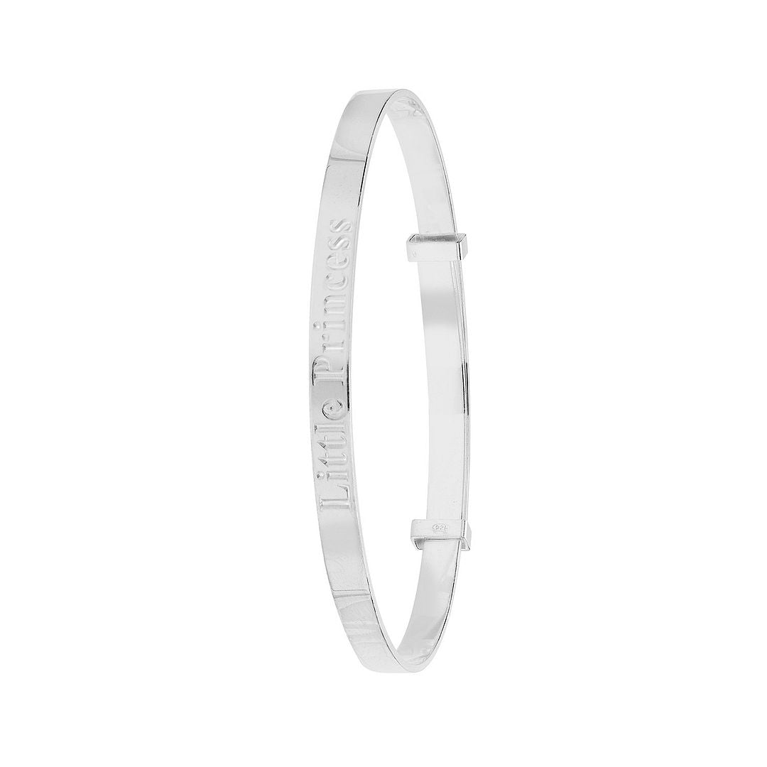 925 Sterling Silver Babies' Round Diamond Cut Expand Little Bangle — 3.1g