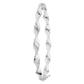 925 Sterling Silver Ladies' Oval Diamond Cut Twisted Hinged Bangle — 7.4g