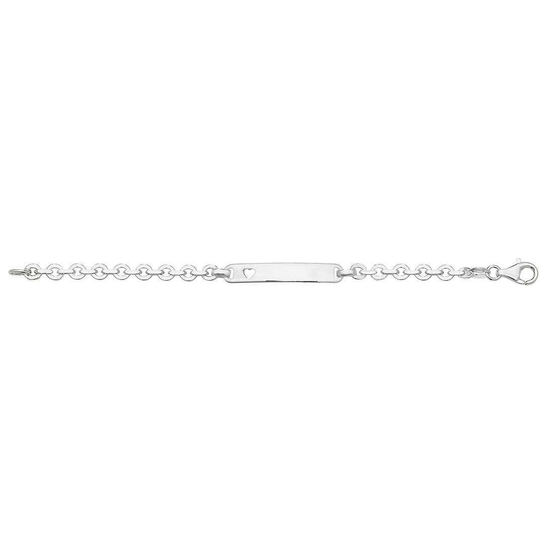 925 Sterling Silver Babies' Trace Cut Out Heart ID Bracelet — 4.5g