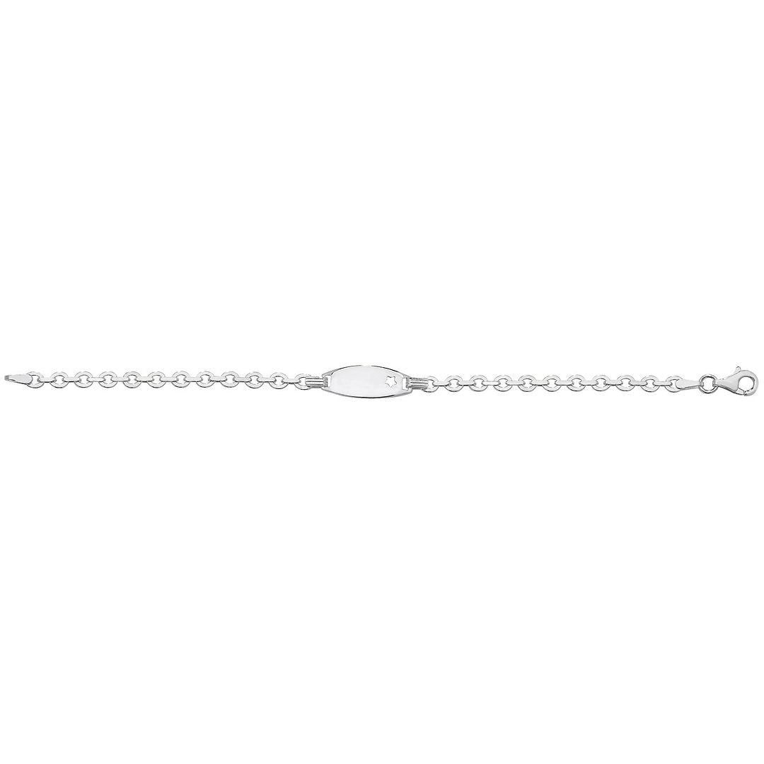925 Sterling Silver Babies' Trace Cut Out Star Oval ID Bracelet — 2.9g