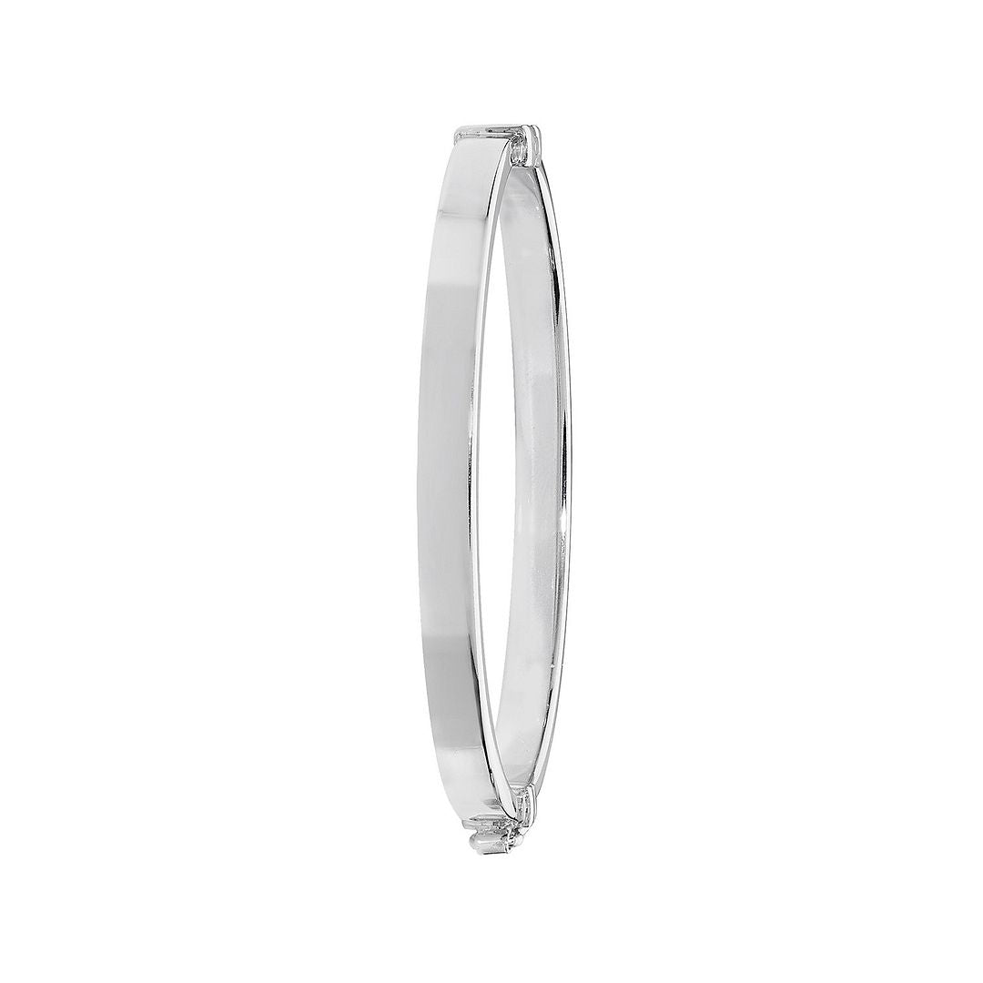 925 Sterling Silver Babies' Oval Plain Hinged Bangle — 5.4g