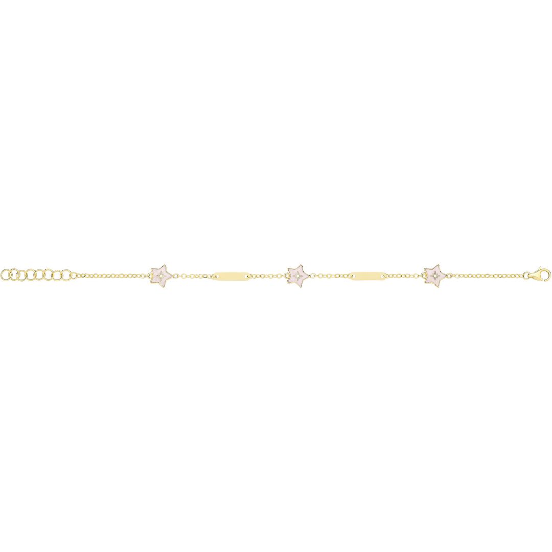 9 Carat (375) Yellow Gold Unisex White Enamel North Star Bracelet — 2.2g