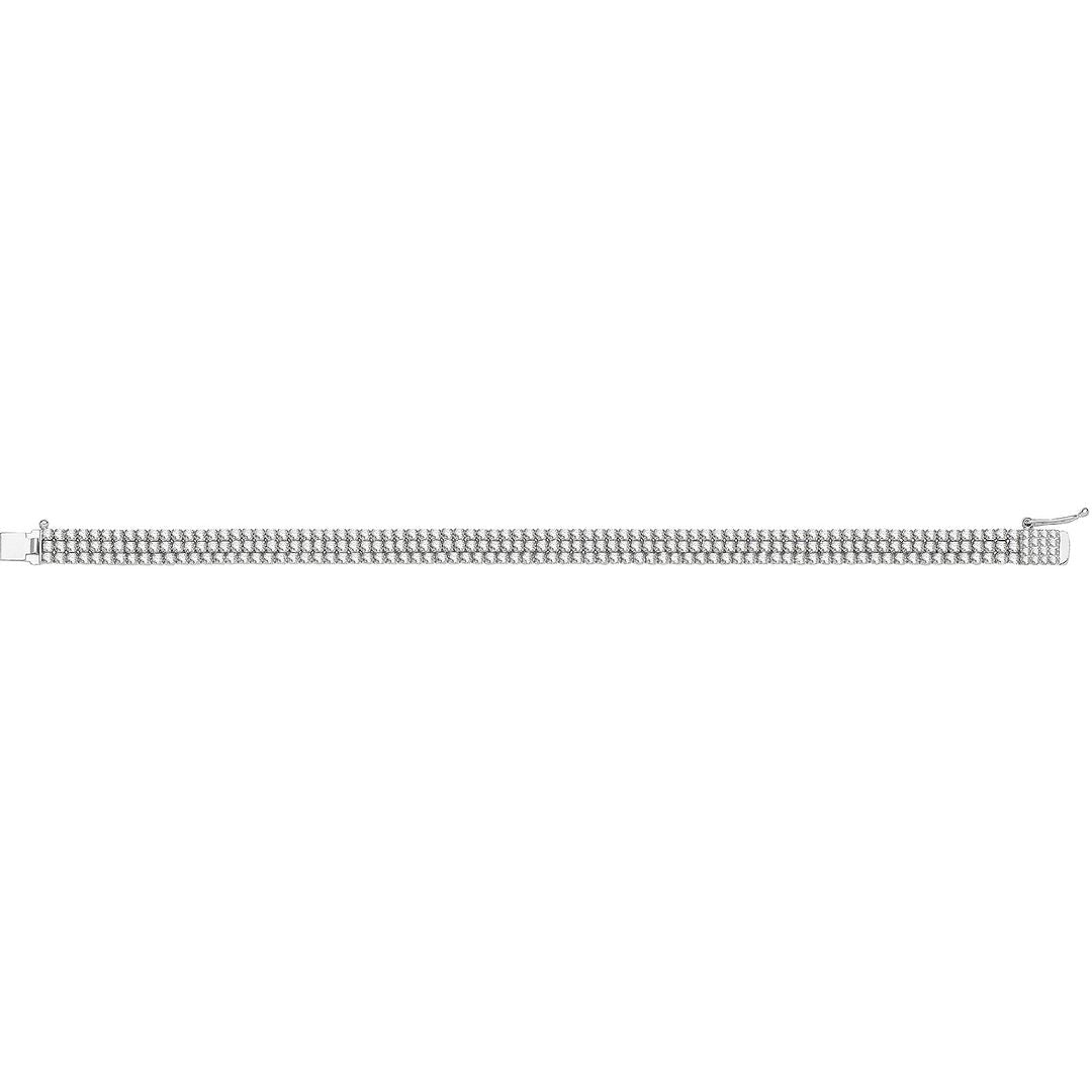 925 Sterling Silver Ladies' Three Strand Tennis Bracelet — 8.8g