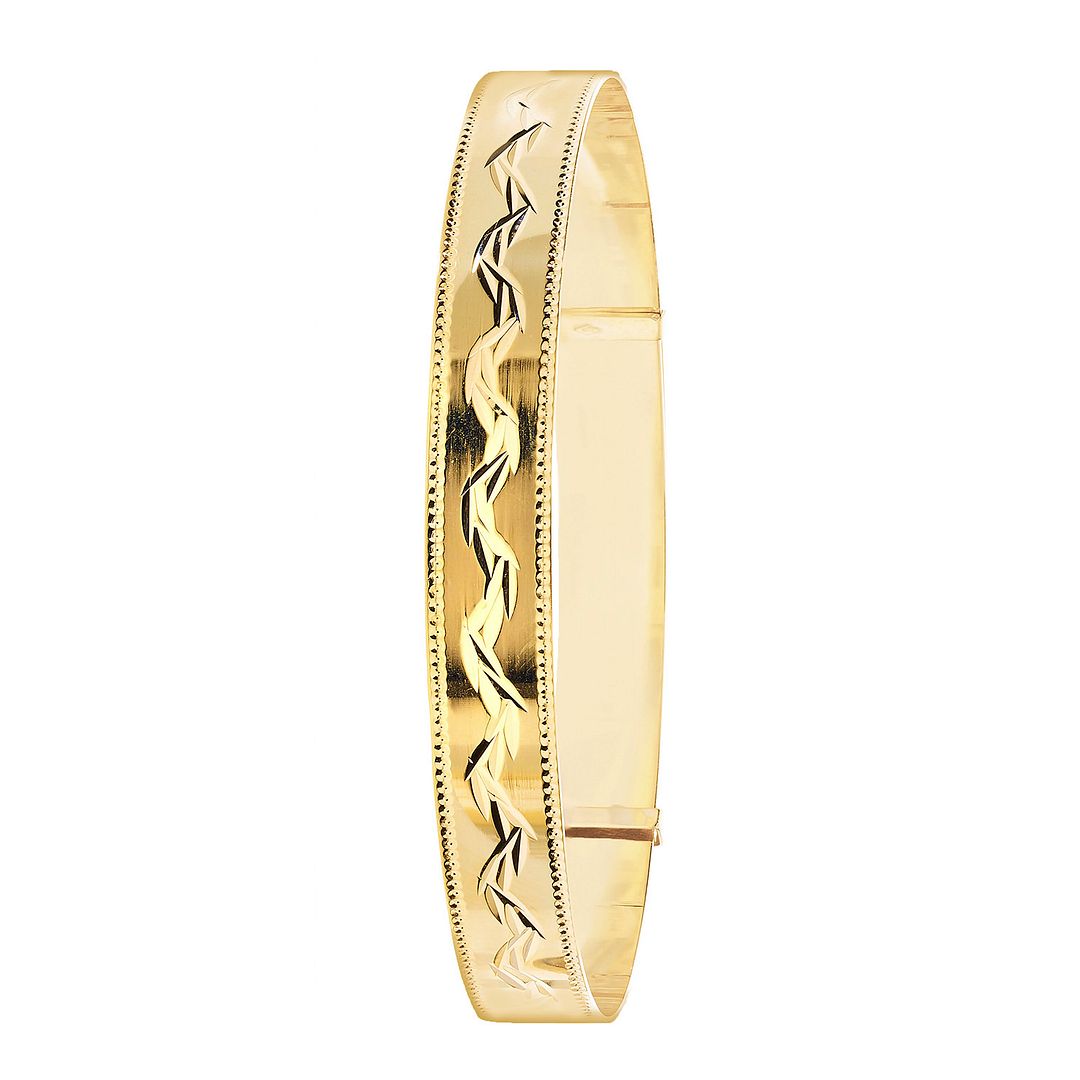 9 Carat (375) Yellow Gold Ladies' Diamond Cut Expandable 7.5mm Bangle — 7.2g
