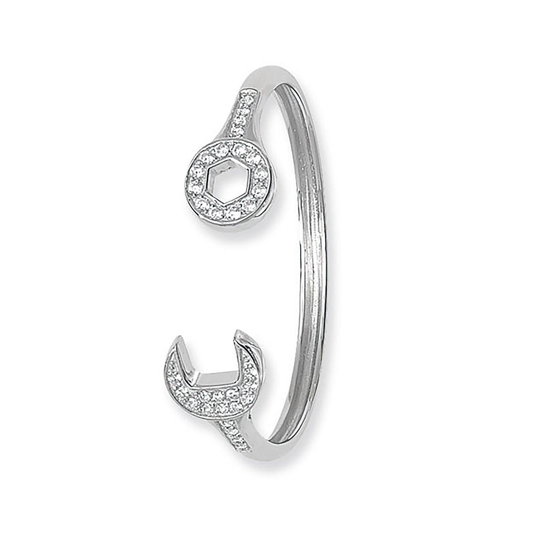 925 Sterling Silver Babies' Oval Spanner Bangle — 8.0g